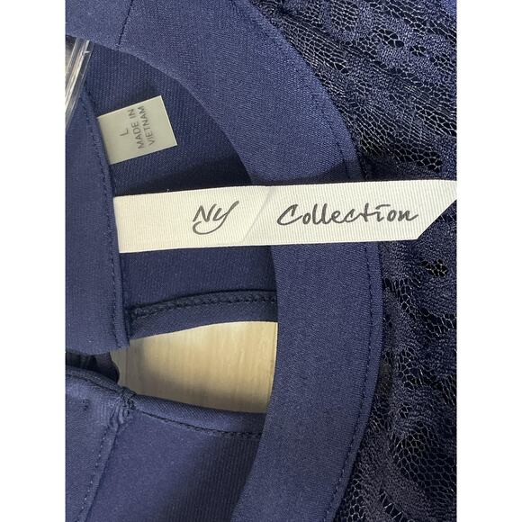 NY Collection Top Womens Large Lace Yoke 3/4 Sleeve Knit Pullover Shirt - Picture 7 of 12